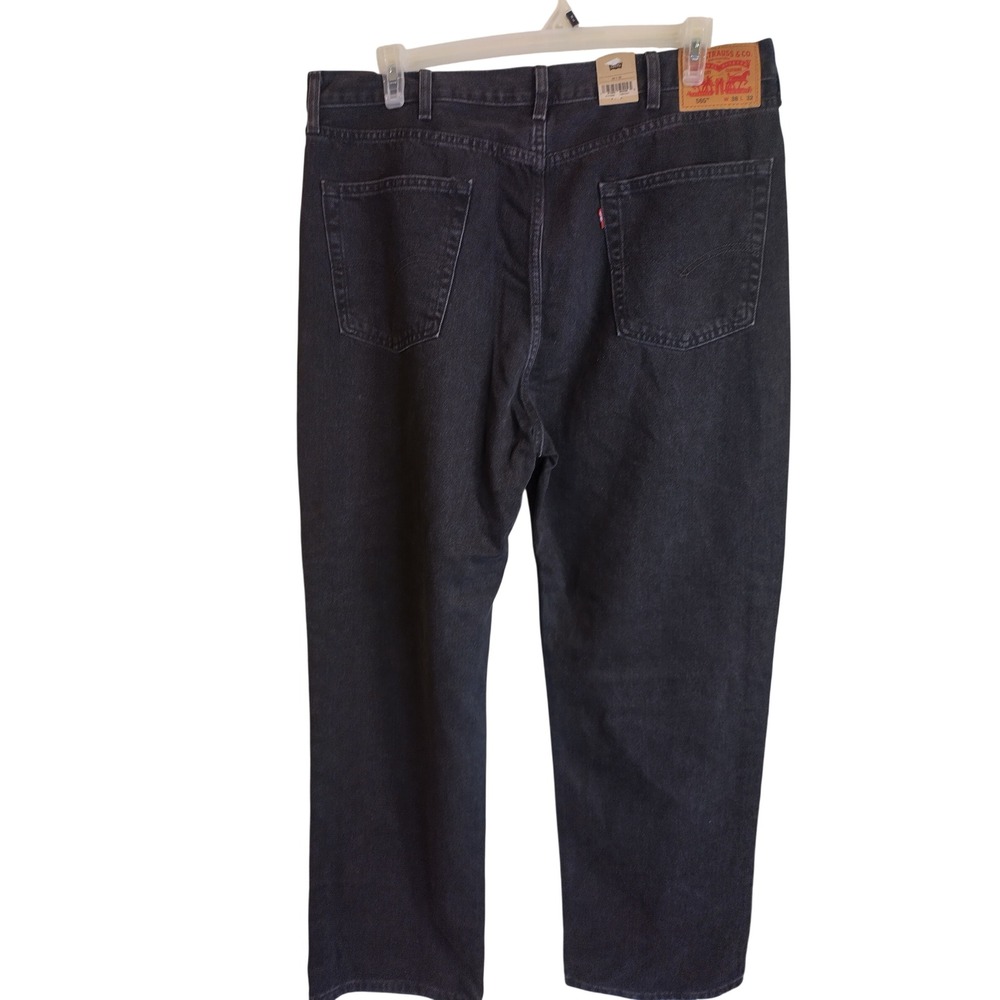 Levis 565 Loose Straight Black Denim Jeans Mens 38x32 NWT Relaxed Fit - Picture 6 of 13